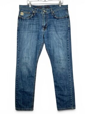 Cinch Jesse Jeans Mens 36x32 Blue Medium Wash Relaxed Straight Stretch Western